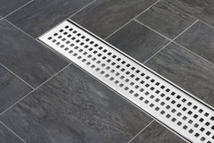 Brushed Stainless Linear Shower Drain Squares, 2.75" Wide