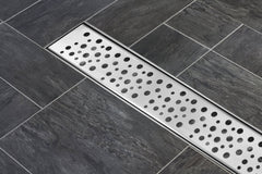 Brushed Stainless Linear Shower Drain Rain, 2.75" Wide