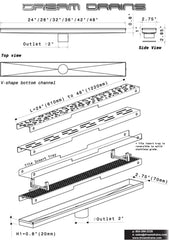 Polished Stainless Linear Shower Drain Bars, 2.75" Wide